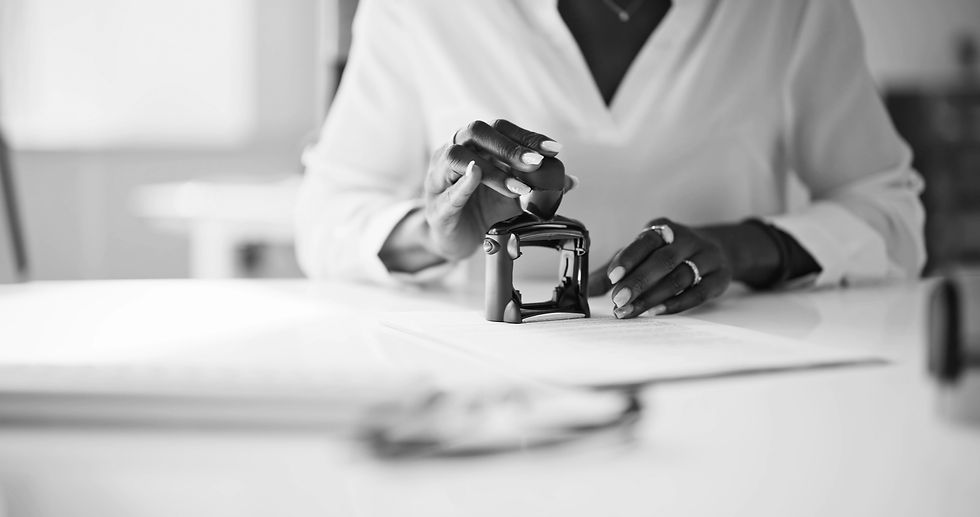 Public Notary stamping document