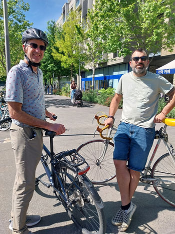 Paul and Lolo on a bike ride through Lyon
