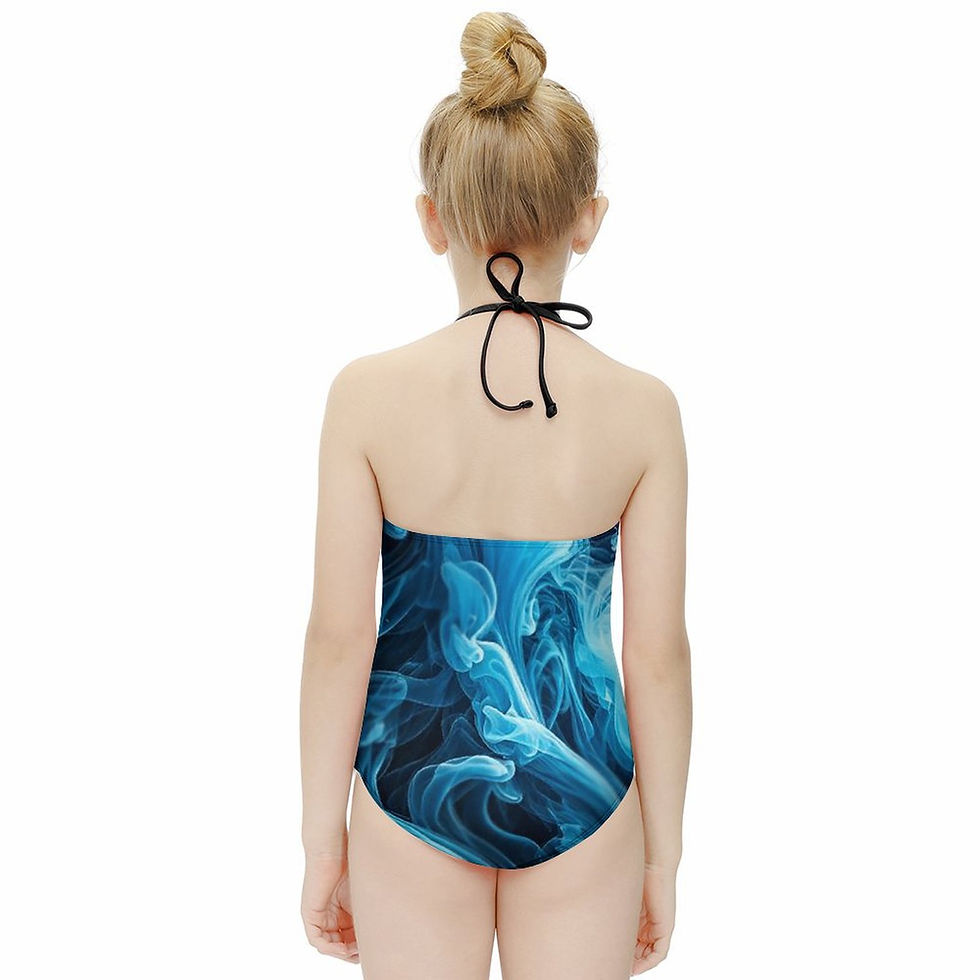 Thumbnail: **Big Girl's Blue Swirls Swimsuit