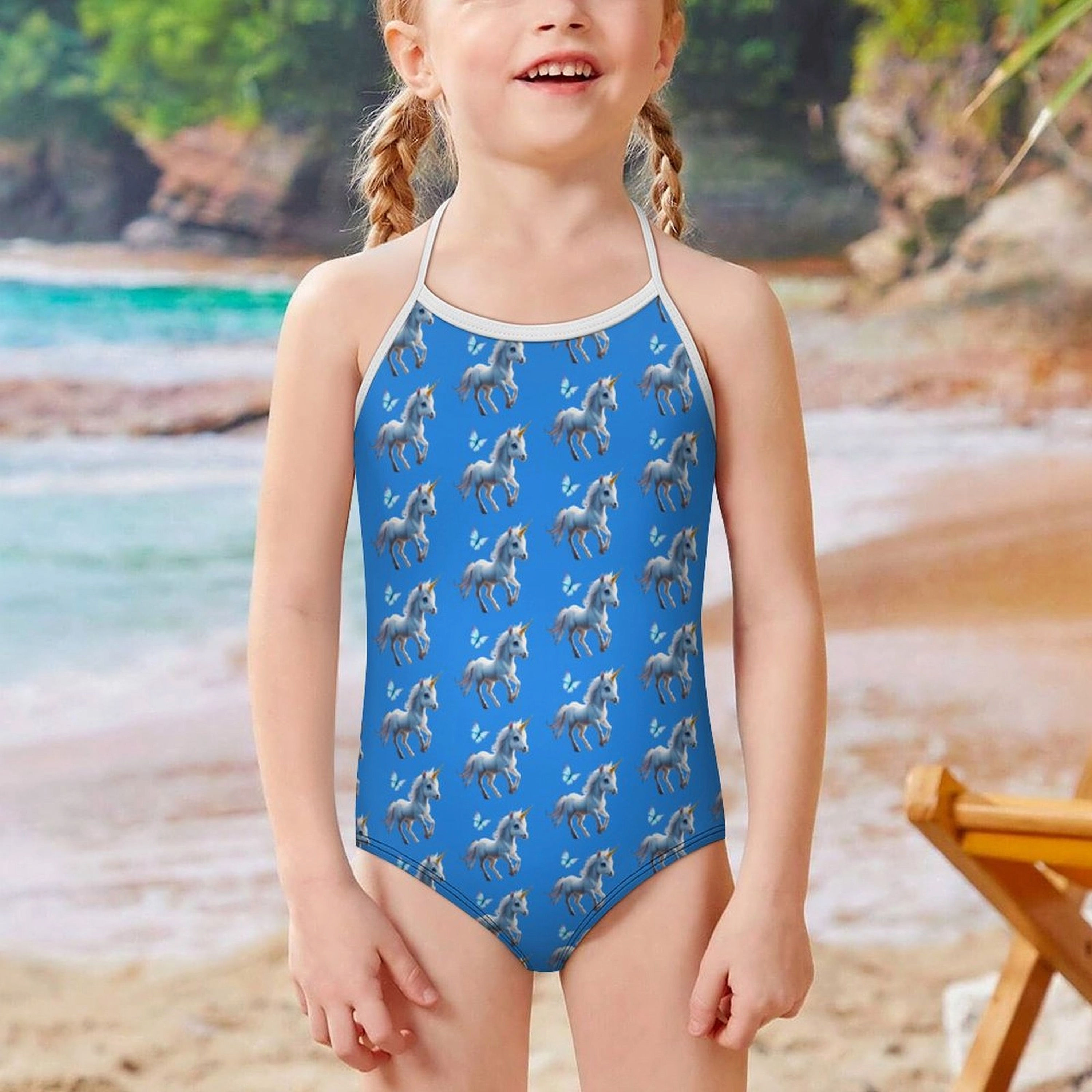 **Little Girl's Baby Unicorn Pattern Swimsuit