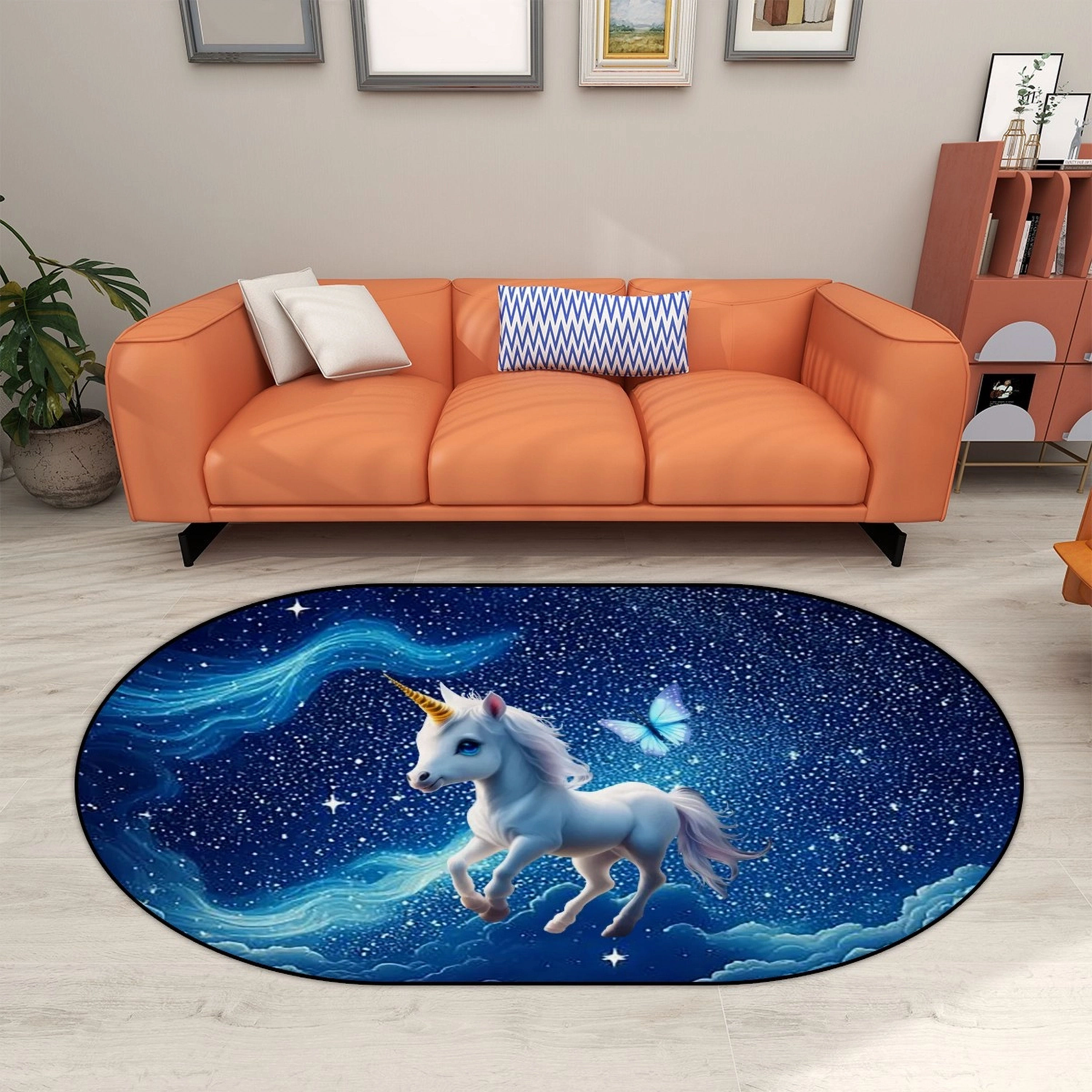Baby Unicorn Oval Area Rug
