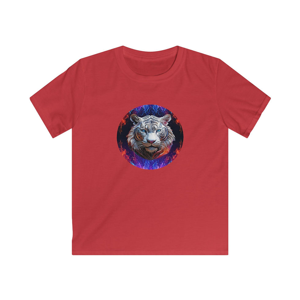 Thumbnail: Big Boy's White Tiger Flames Softstyle Tee