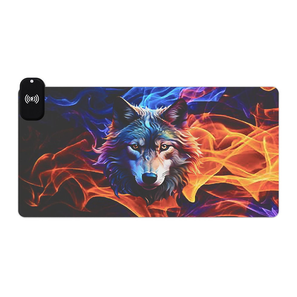 Thumbnail: Wolf Flame LED Gaming Mouse Pad with Wireless Charging