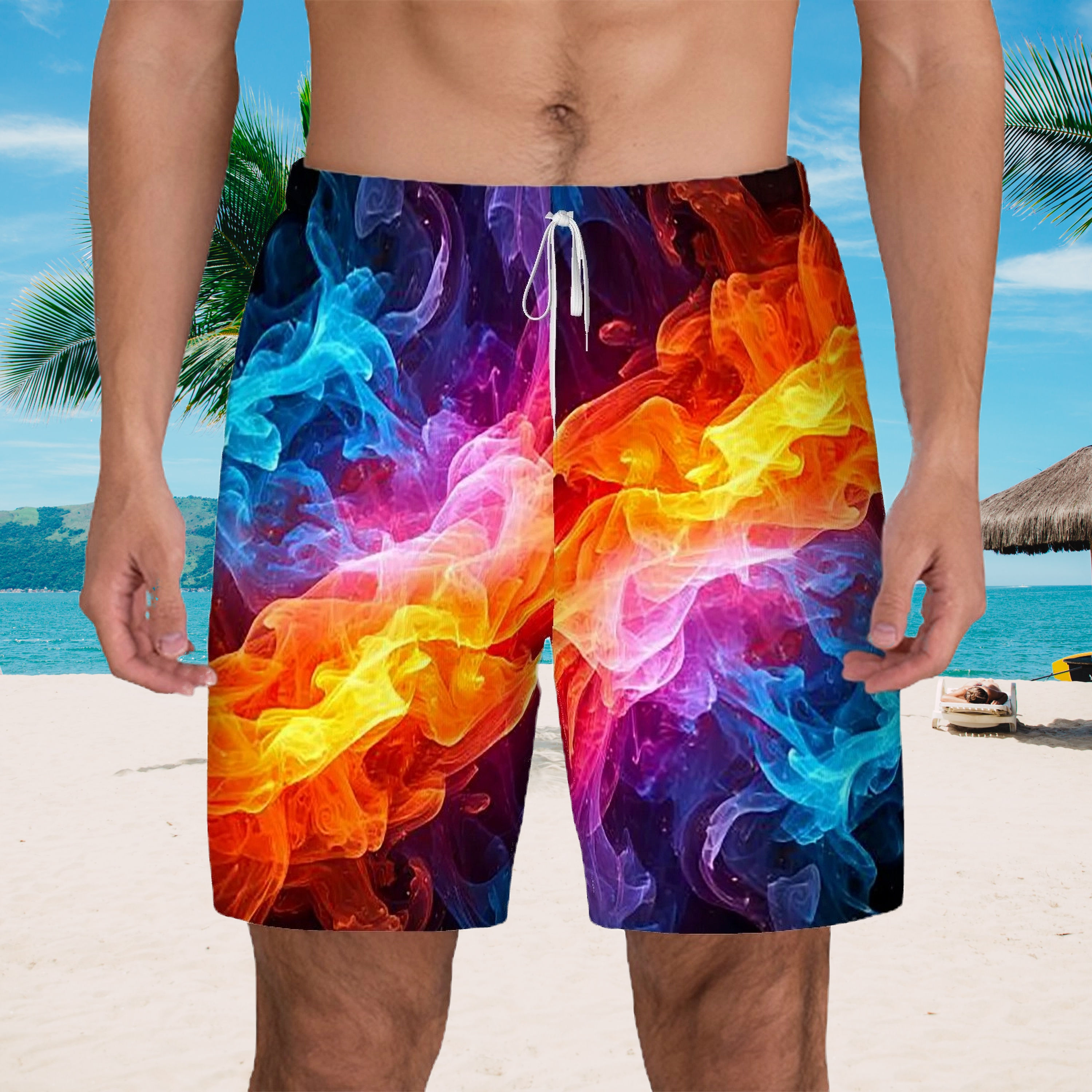 Neon Flames Swim Trunks