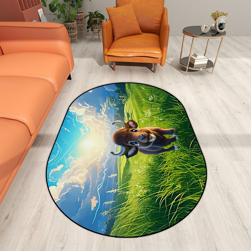 Thumbnail: Baby Buffalo Oval Area Rug