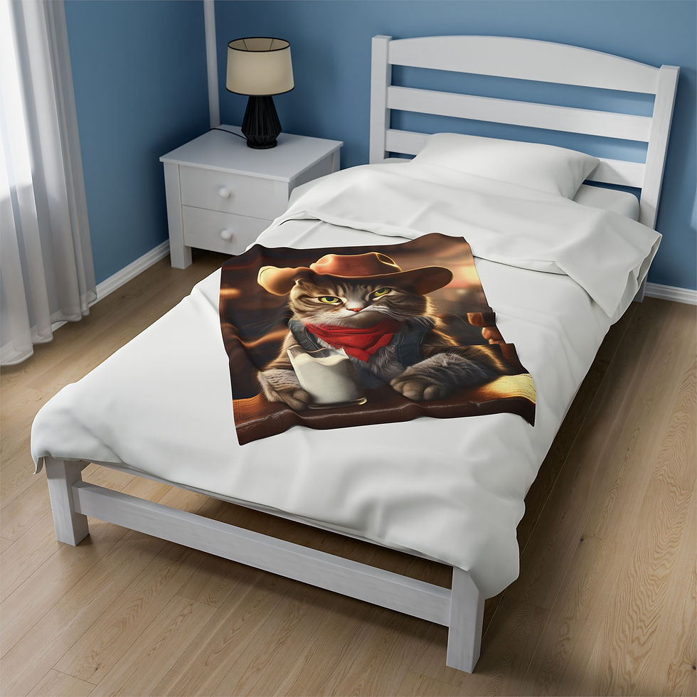 Thumbnail: Cowboy Kitty Velveteen Blanket