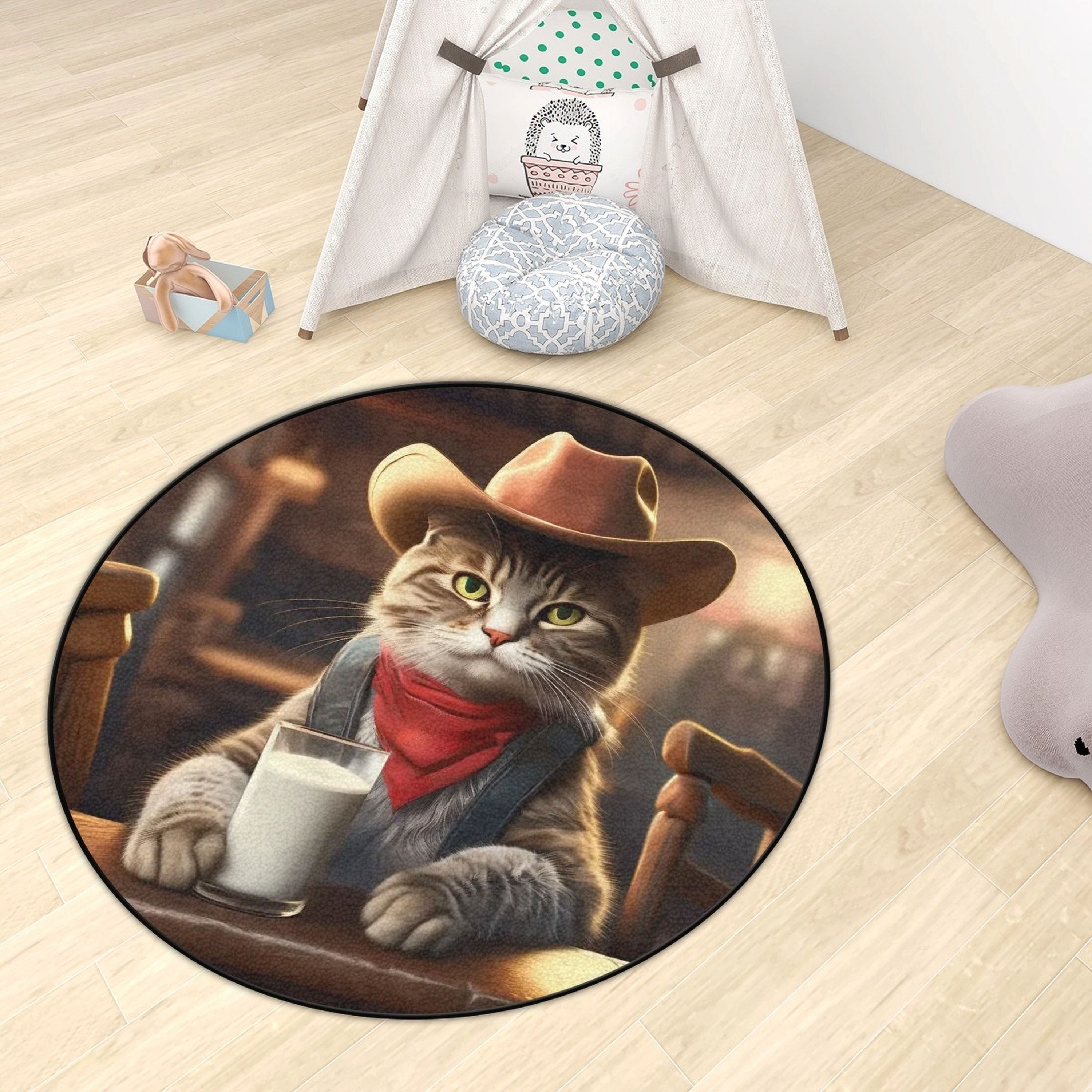 Cowboy Kitty Round Area Rug