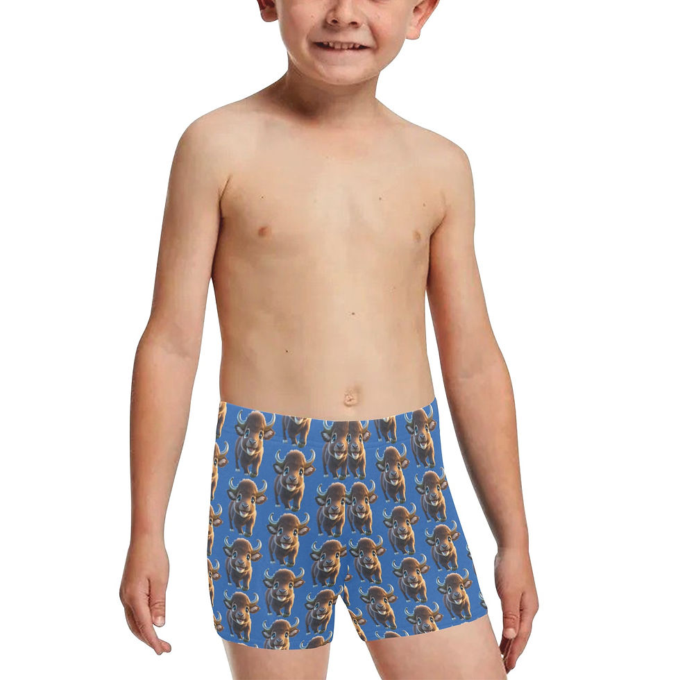 Thumbnail: **Little Boy's Baby Buffalo Pattern Swim Trunks