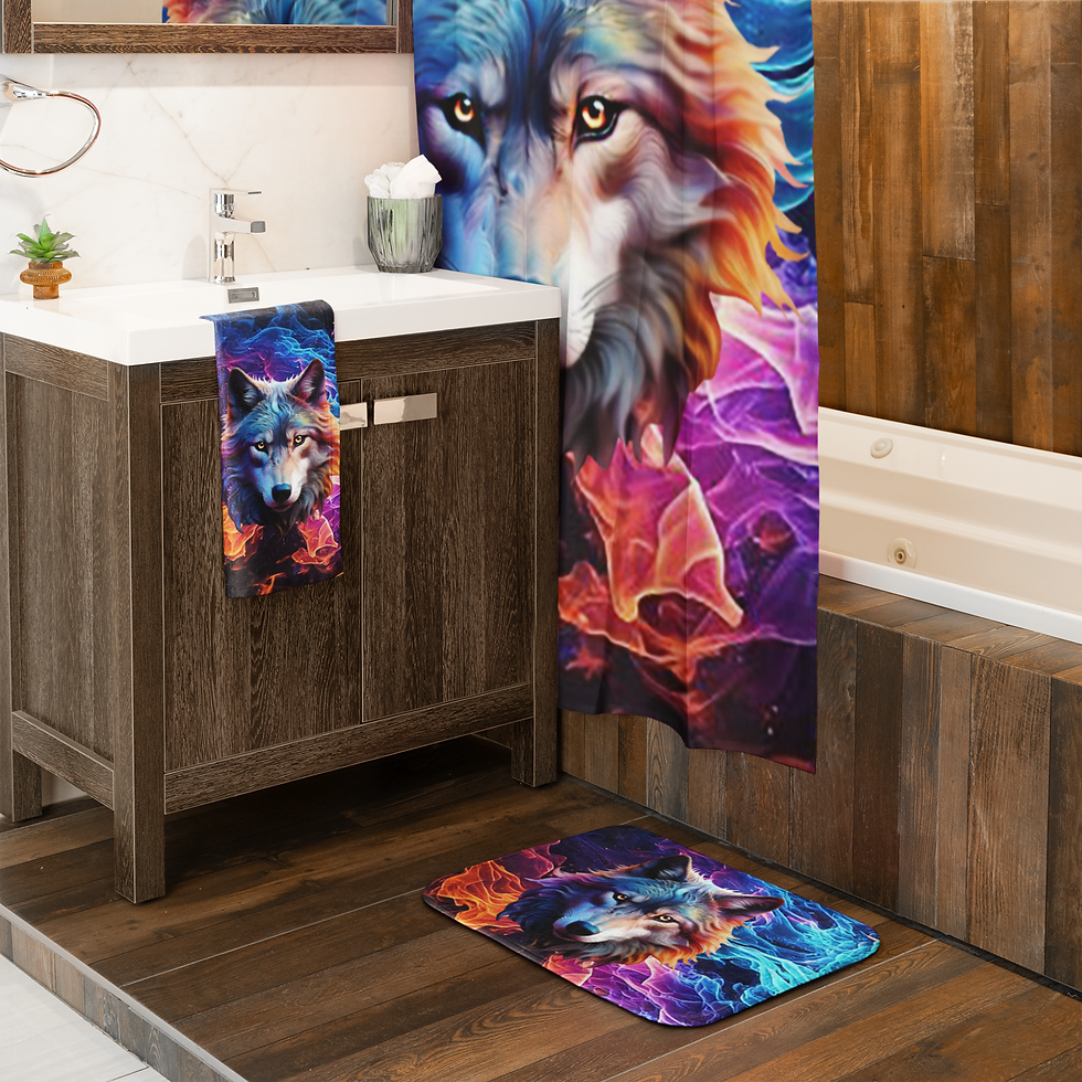 Thumbnail: Wolf Flame Shower Curtain