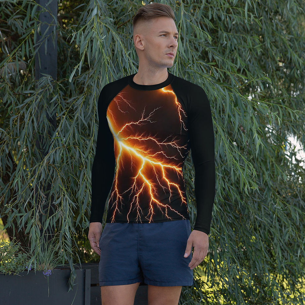 Thumbnail: Gold Lightning Long Sleeve Rash Guard Shirt