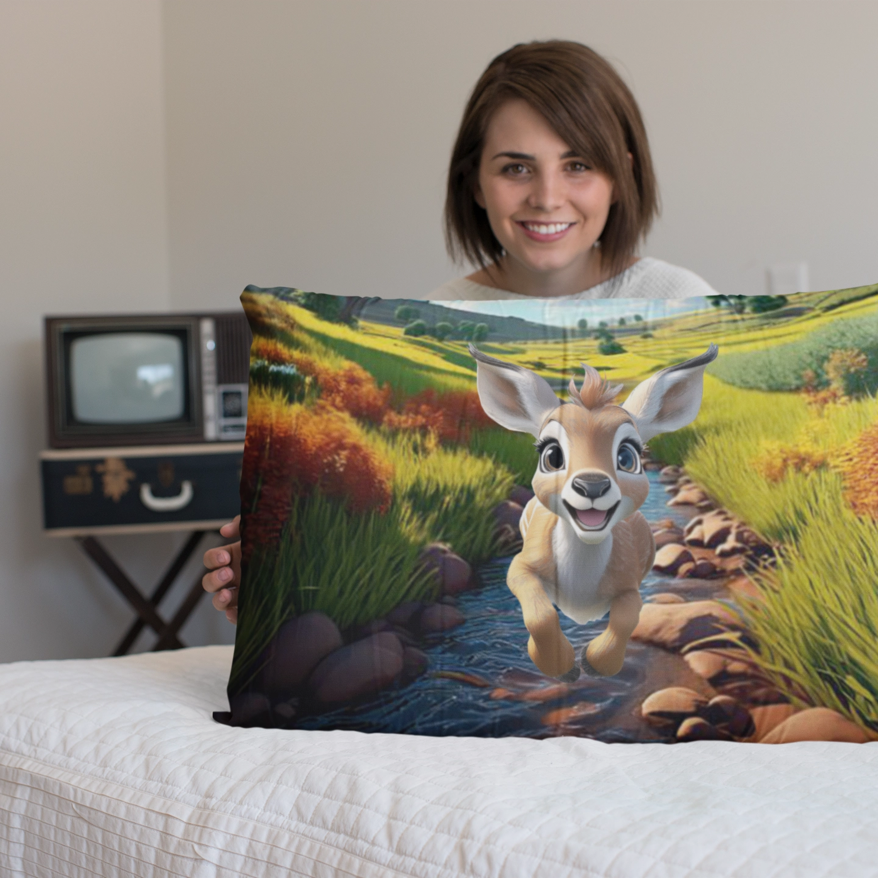 Baby Antelope Satin Pillowcase with Hidden Zipper