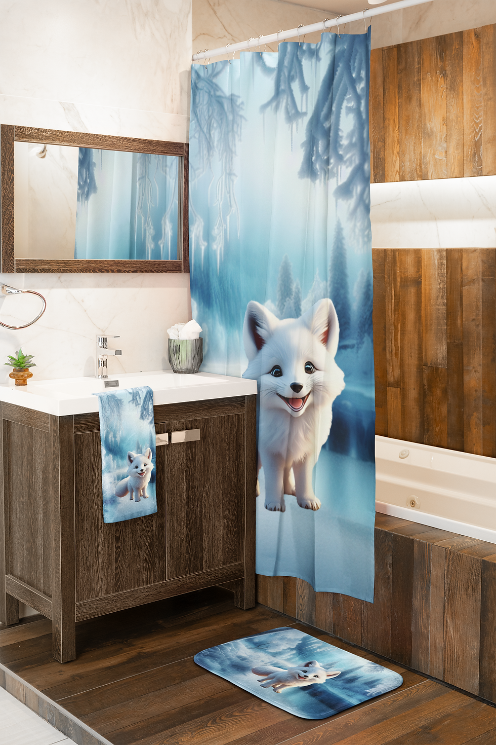 Thumbnail: Baby Arctic Fox Shower Curtain