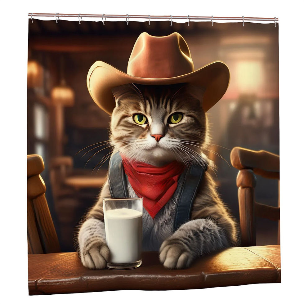 Thumbnail: Cowboy Kitty Shower Curtain