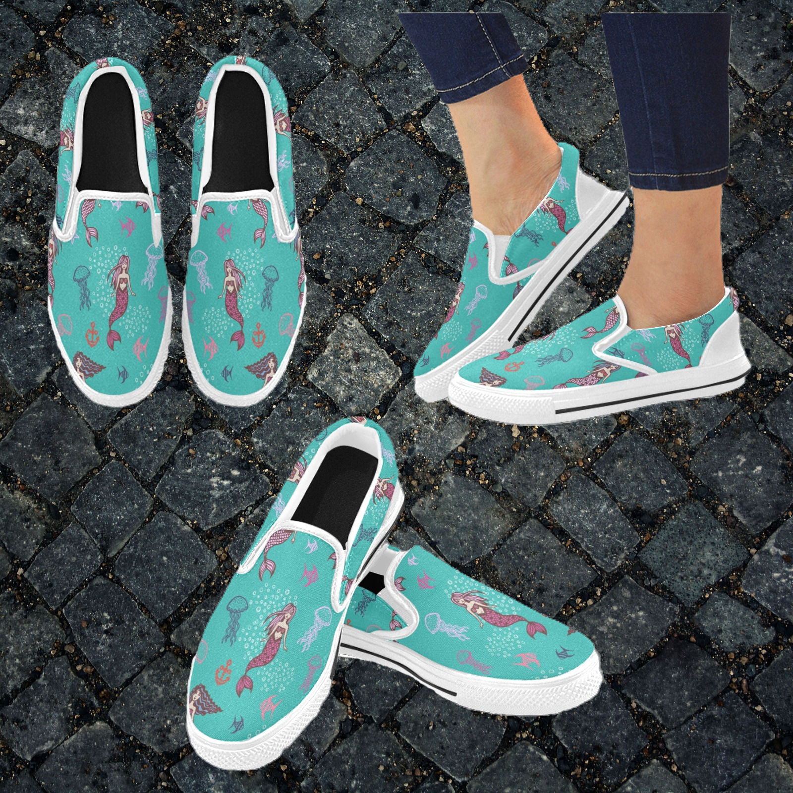 **Mermaids Slip-on Canvas Shoes