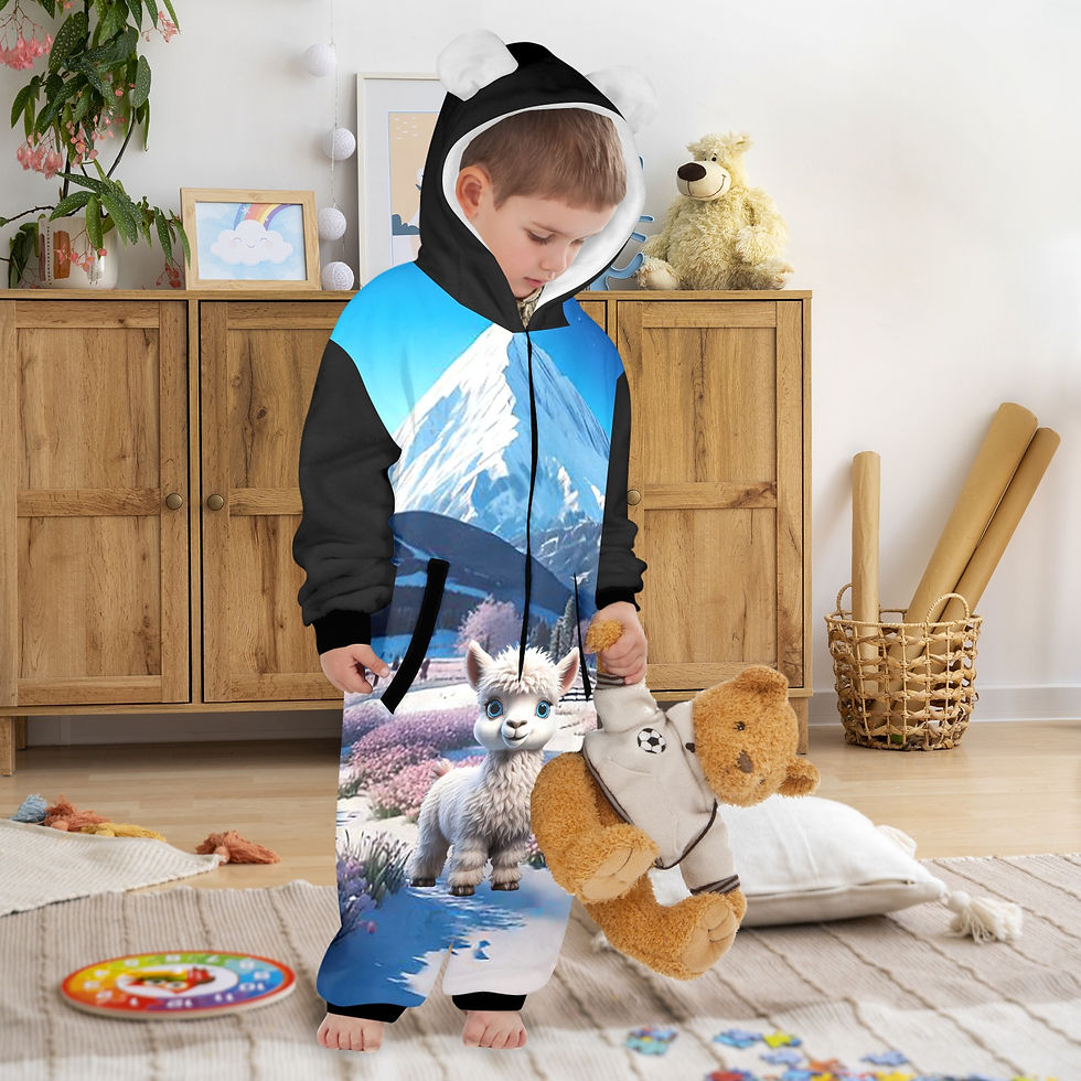 Thumbnail: **Baby Girl Alpaca Hooded Onesie Pjs