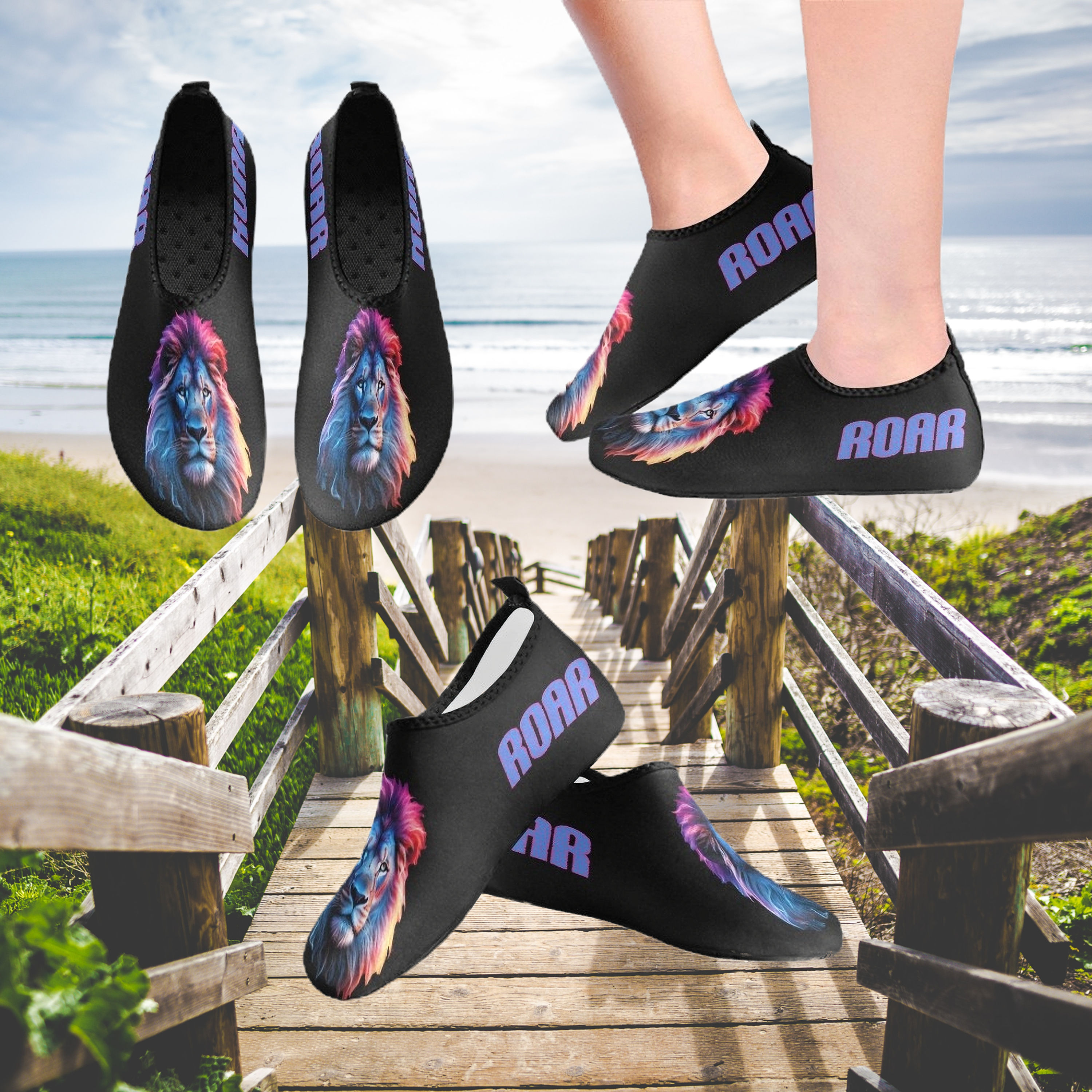 **Colorful Lion Aqua Socks