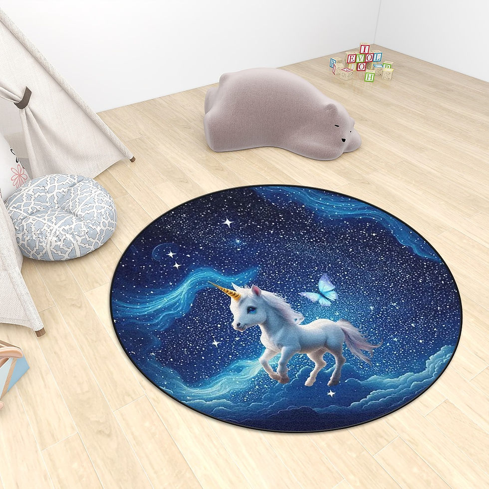Thumbnail: Baby Unicorn Round Area Rug