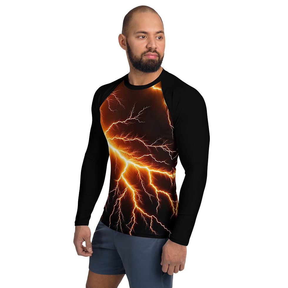 Thumbnail: Gold Lightning Long Sleeve Rash Guard Shirt