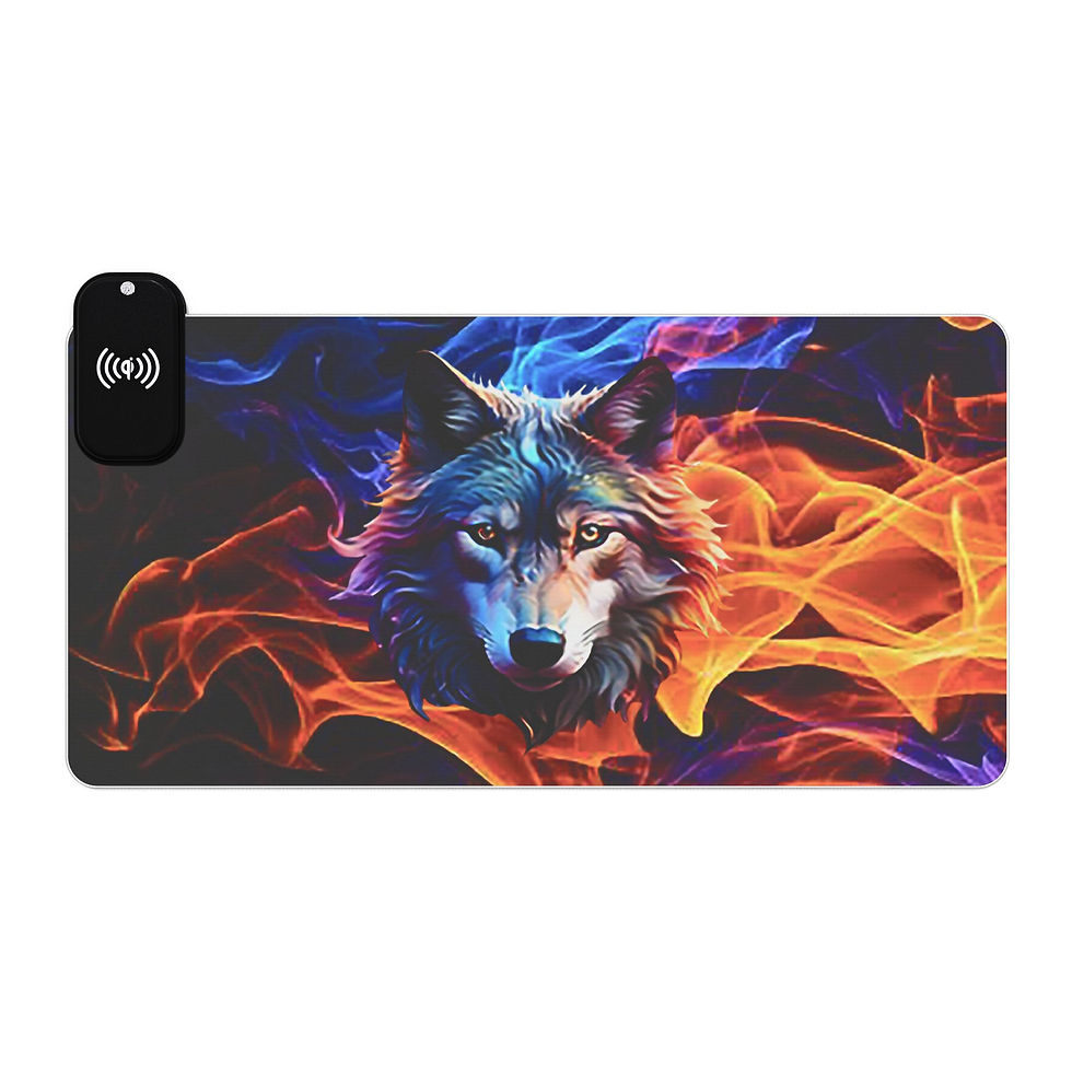 Thumbnail: Wolf Flame LED Gaming Mouse Pad with Wireless Charging