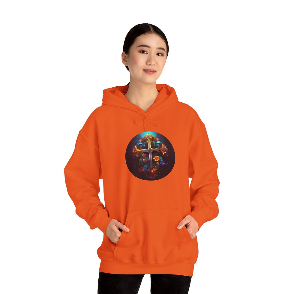 Thumbnail: Vibrant Floral Cross Hoodie
