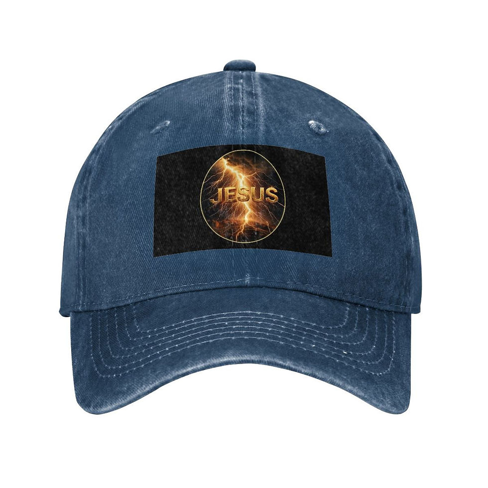 Thumbnail: Jesus & Lightning Washed Denim Baseball Cap