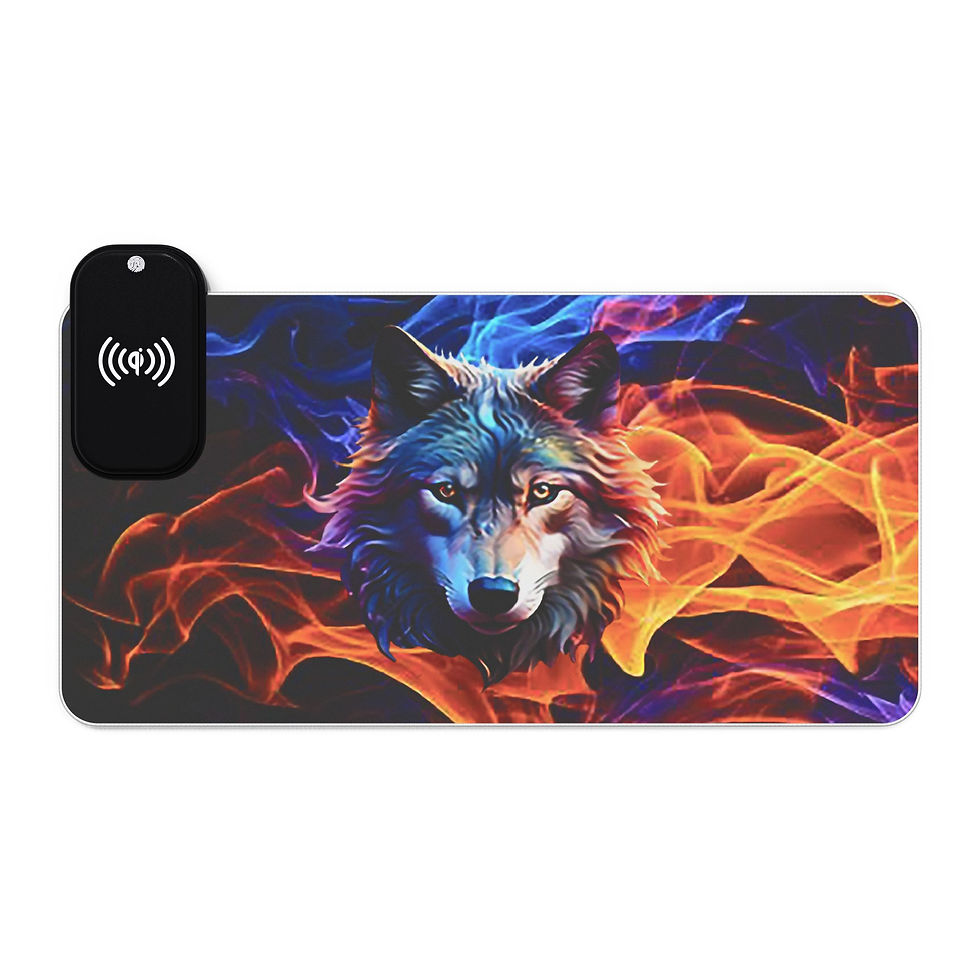 Thumbnail: Wolf Flame LED Gaming Mouse Pad with Wireless Charging
