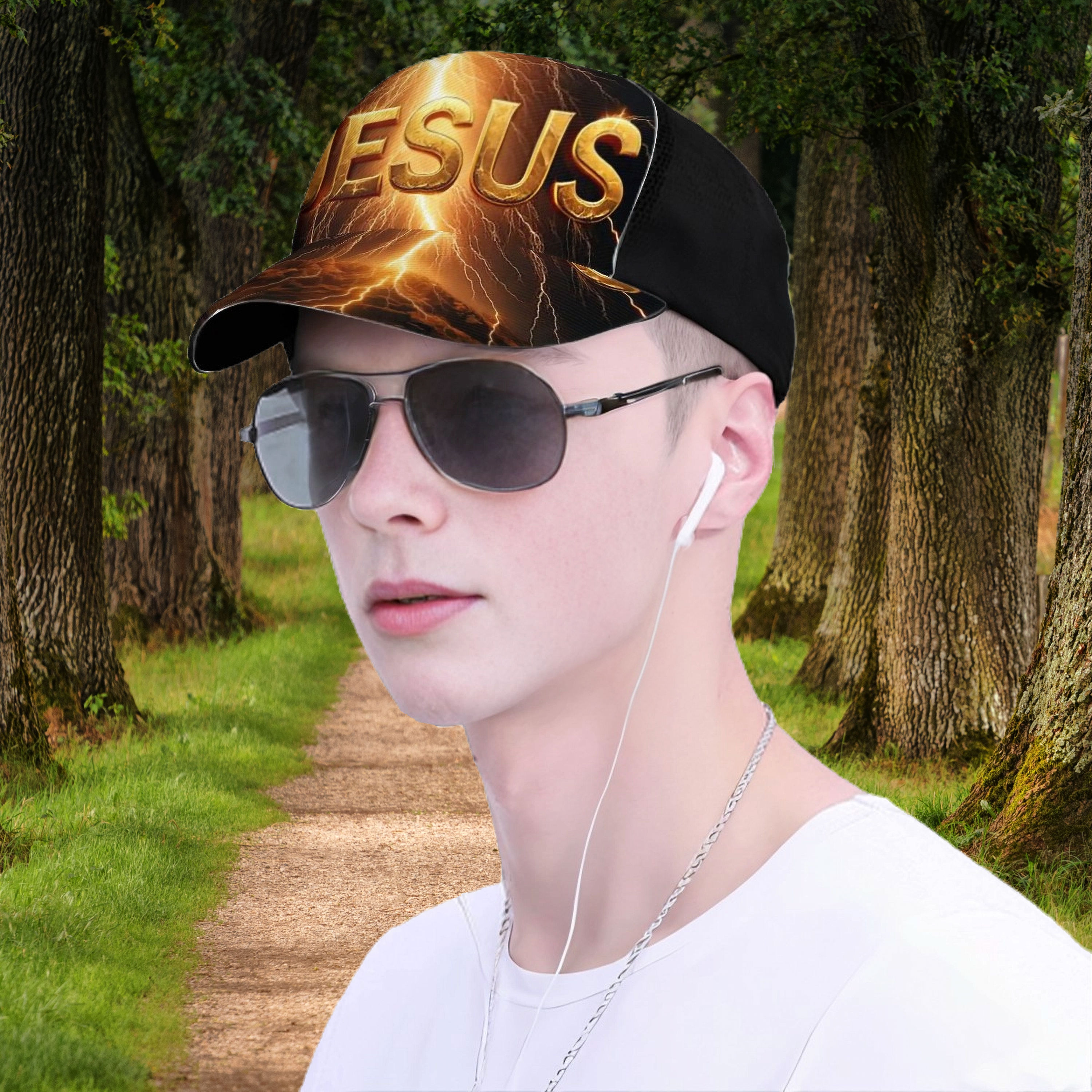 Jesus Lightning Mesh Baseball Cap