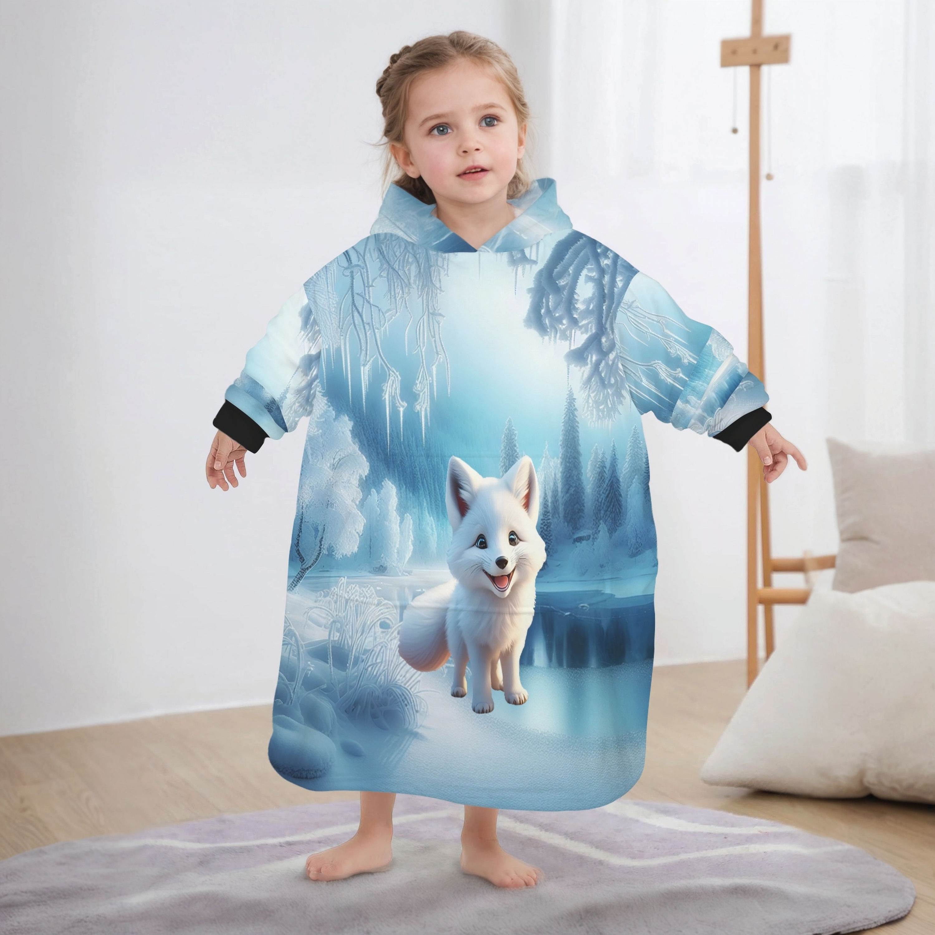 **Baby Arctic Fox Blanket Hoodie