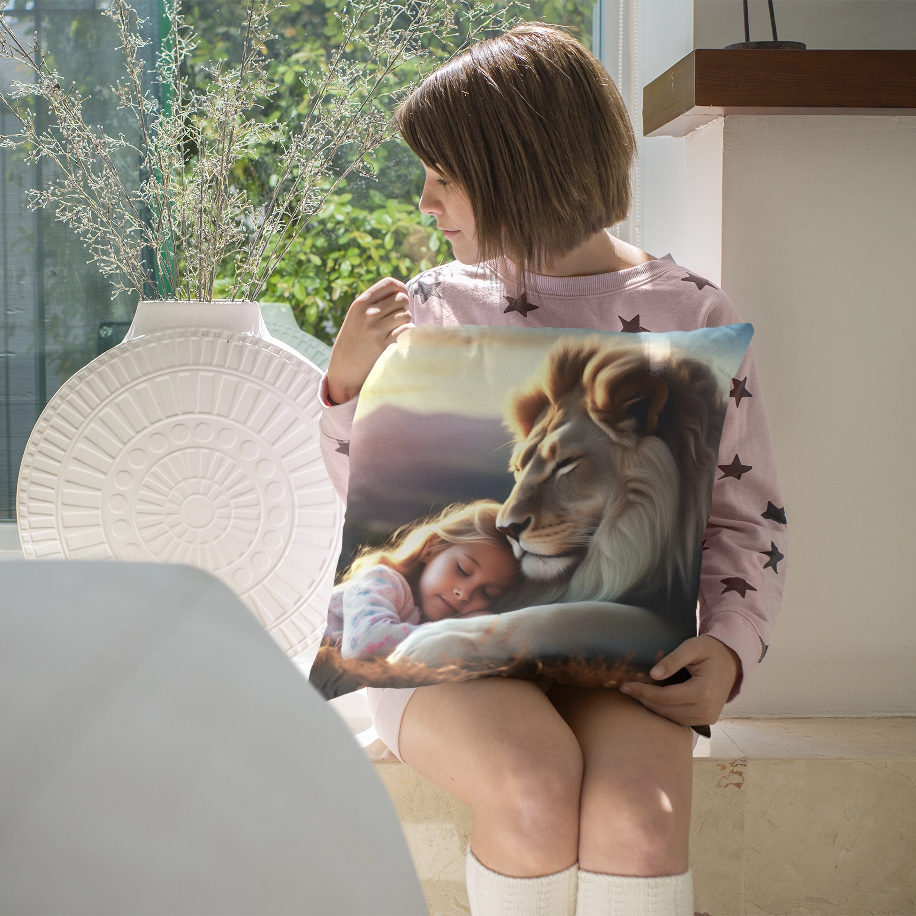 Judah & Girl Throw Pillow