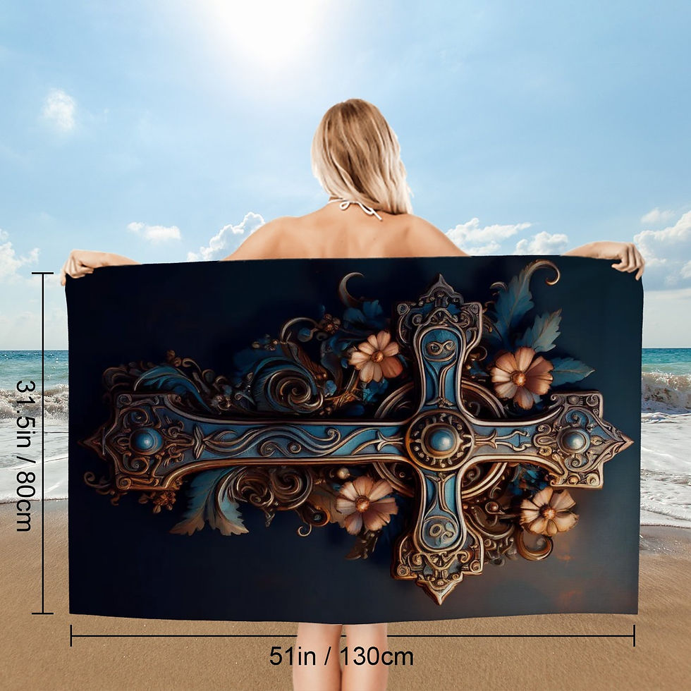 Thumbnail: Antique Cross Microfiber Bath / Beach Towel