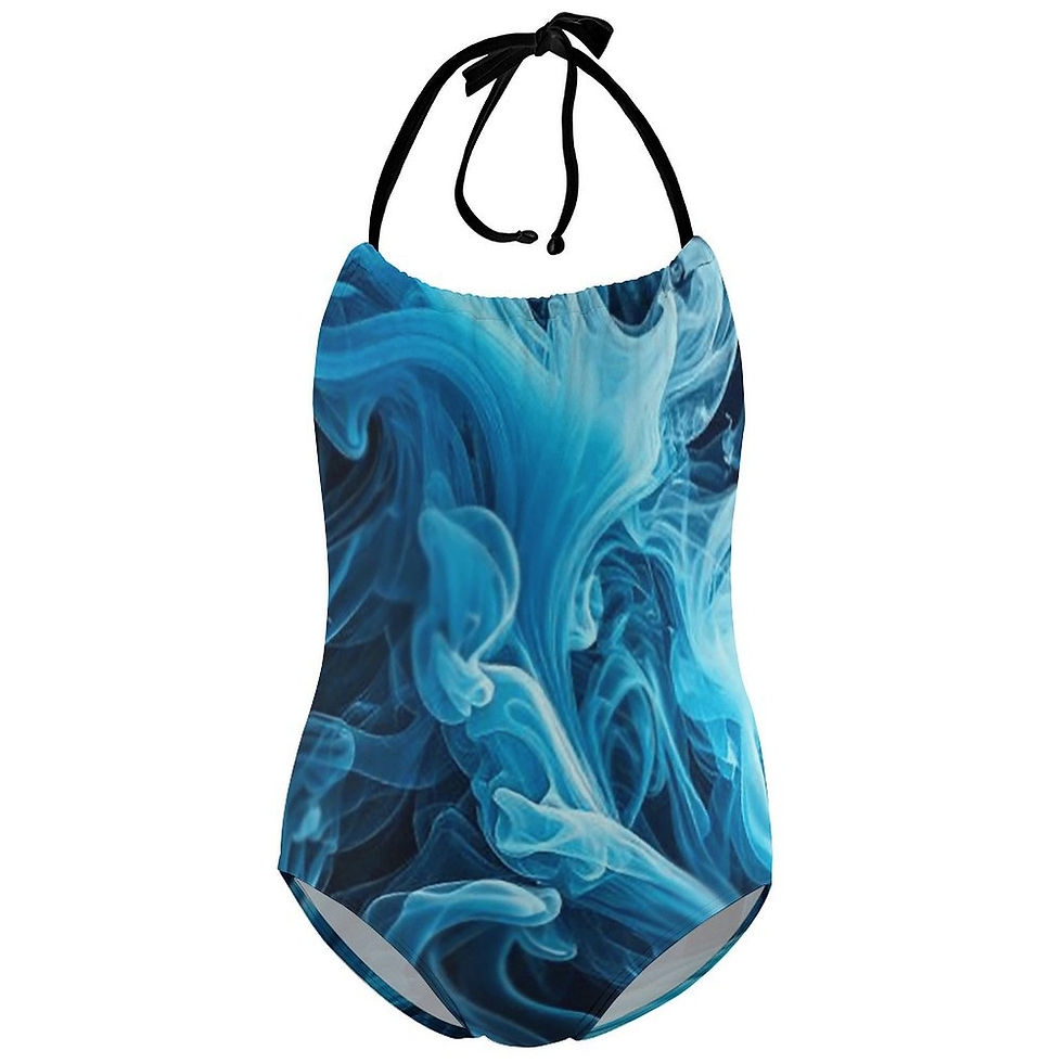 Thumbnail: **Big Girl's Blue Swirls Swimsuit