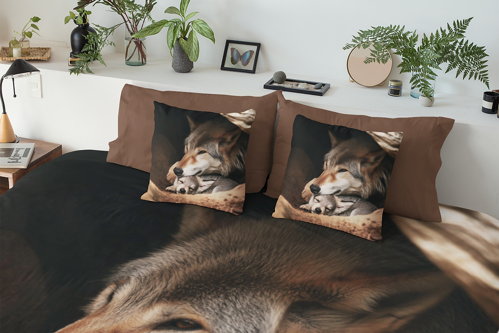 Thumbnail: Wolf and Pup Throw Pillow