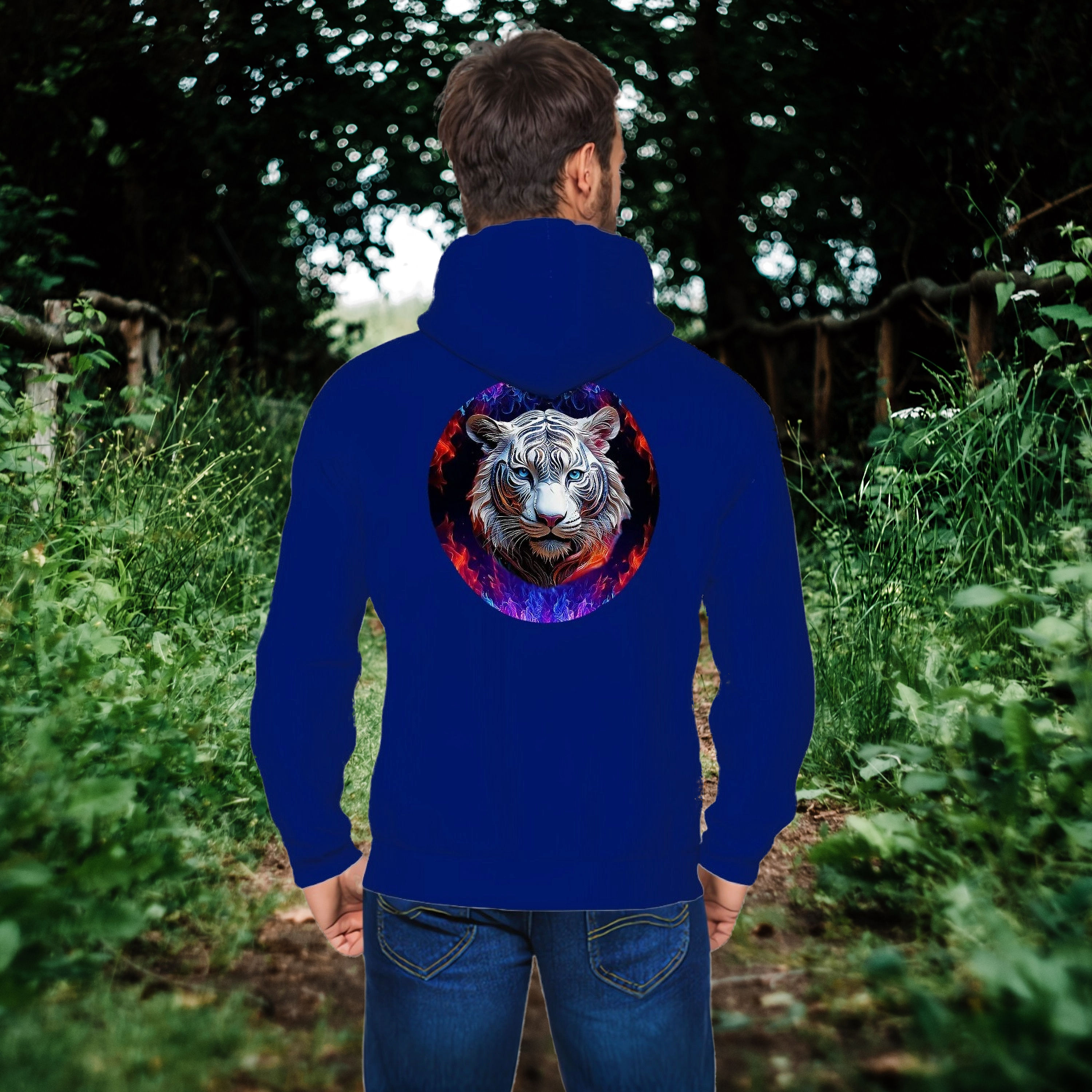 White Tiger Circle Zip-Up Hoodie
