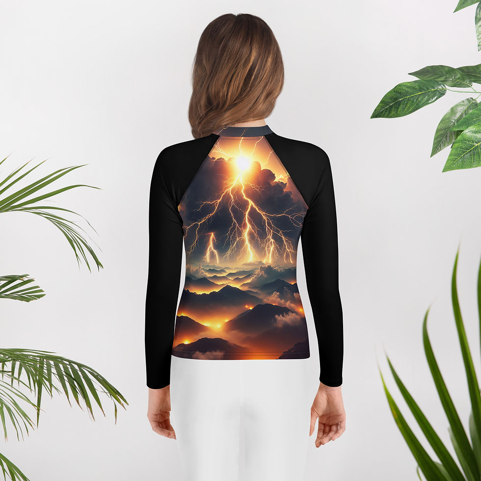 Thumbnail: Big Boy's Golden Lightning Rash Guard Shirt
