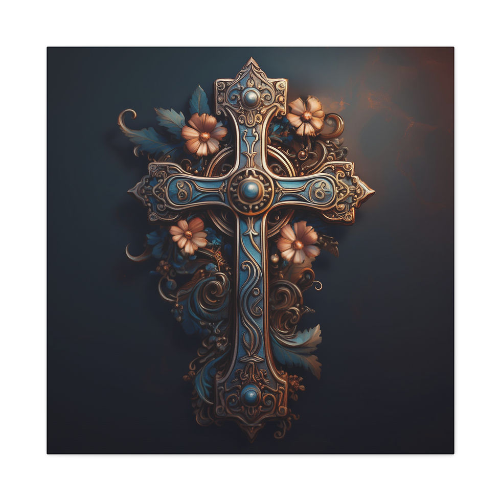 Thumbnail: Floral Cross Canvas Print 