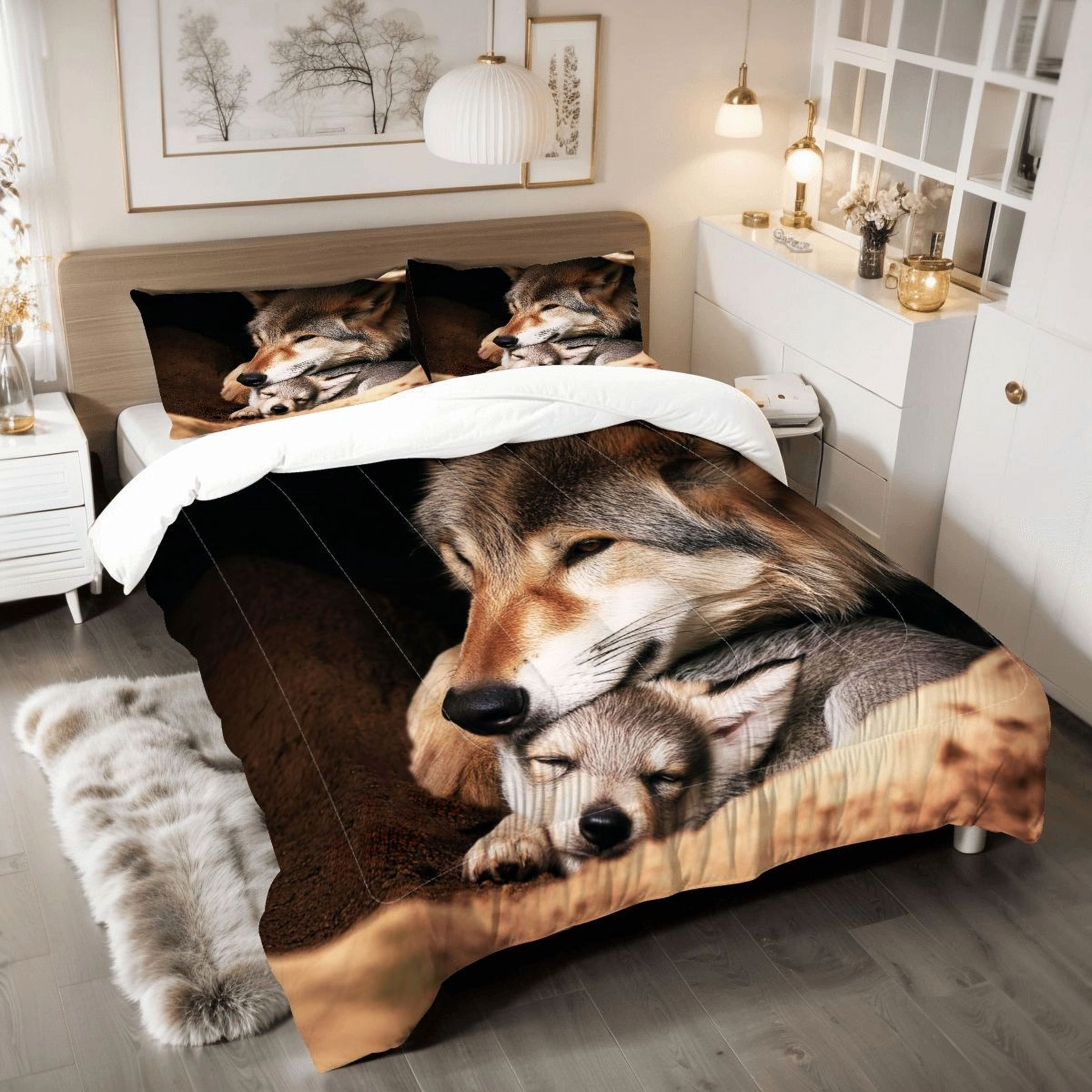 Wolf & Pup King Comforter Set