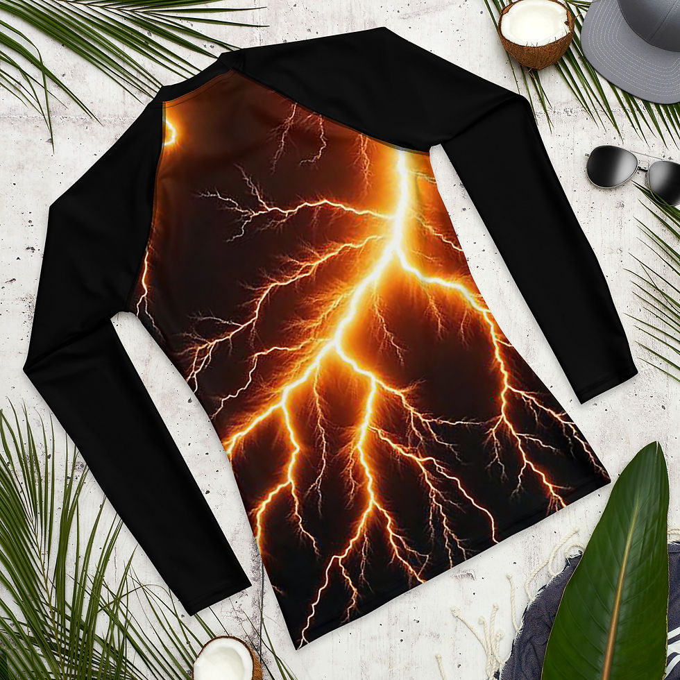 Thumbnail: Gold Lightning Long Sleeve Rash Guard Shirt