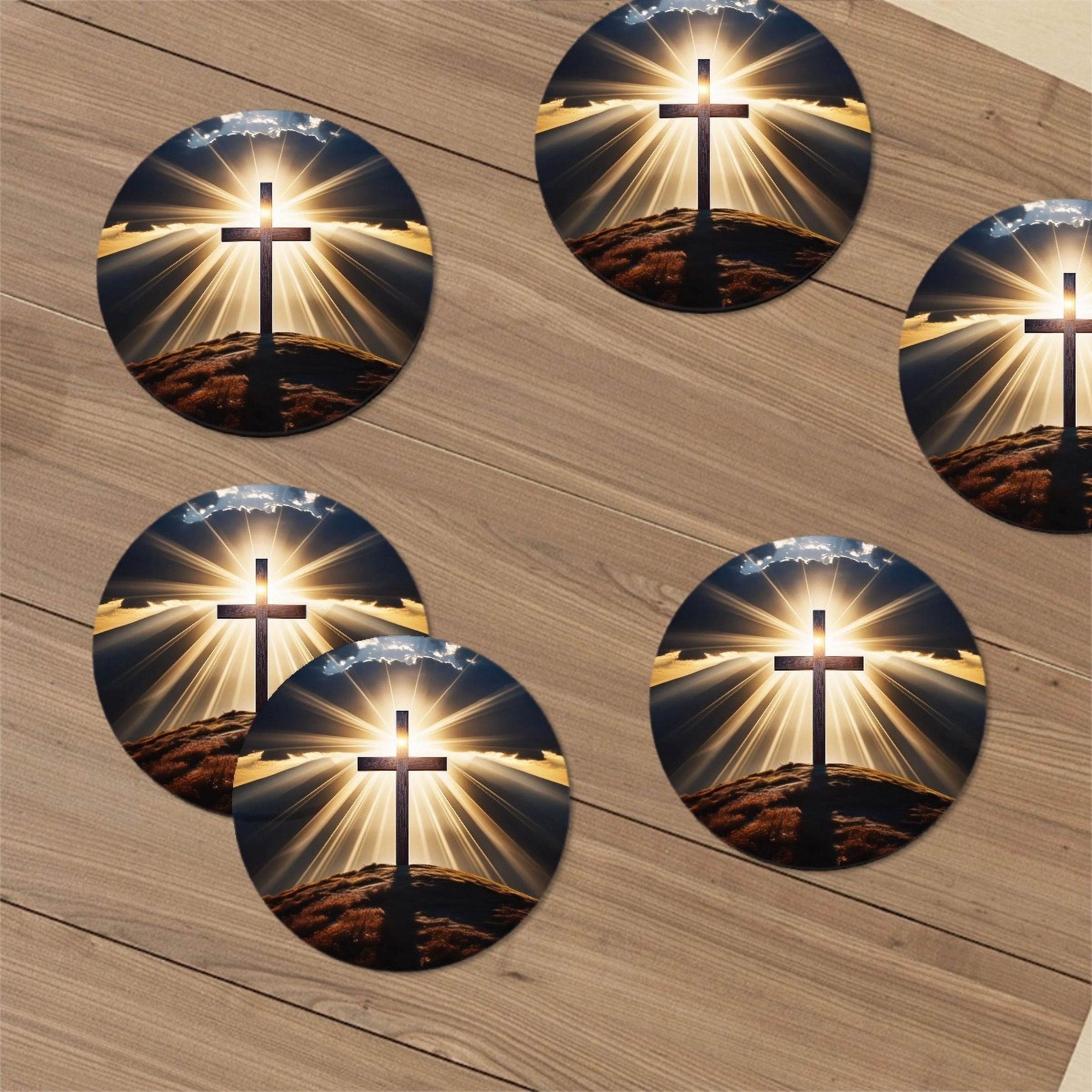 Divine Cross Ceramic Coasters Set of 6