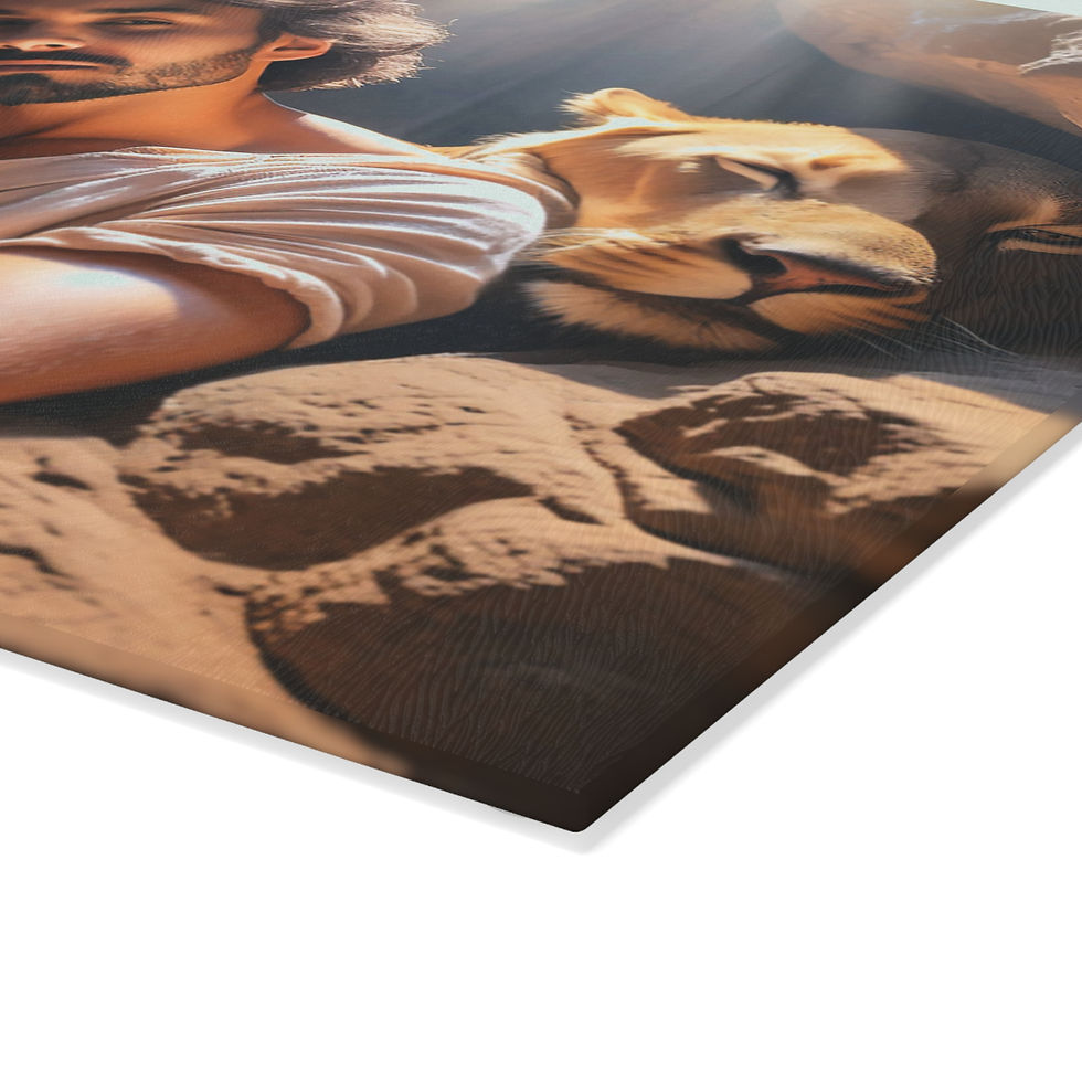 Thumbnail: Daniel & Lion's Glass Cutting Board — Inspirational Biblical Art Kitchen Decor