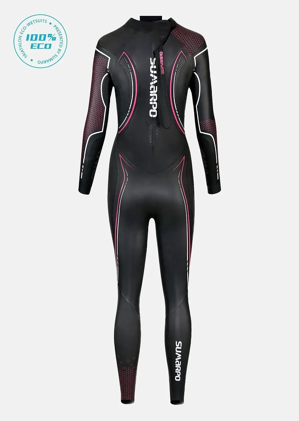 Thumbnail: Back view of Race wetsuit highlighting zip closure and ergonomic panel construction
