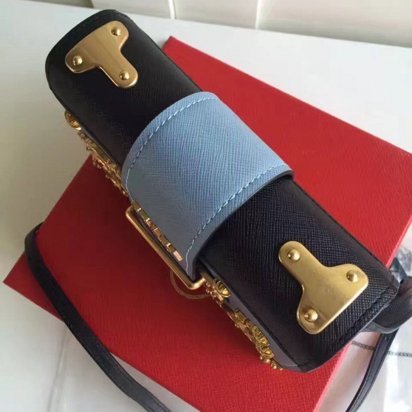 Thumbnail: PRADA Cahier Astrology Velvet Shoulder Leather Bag