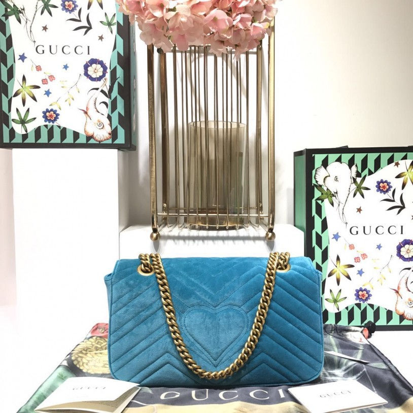 Thumbnail: Gucci GG Marmont Chevron Velvet Shoulder Bag