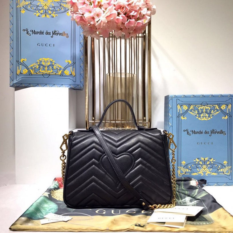 Thumbnail: Gucci GG Marmont Small Top Handle Leather Bag