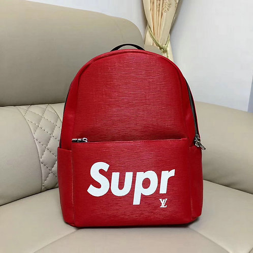 supreme red backpack leather