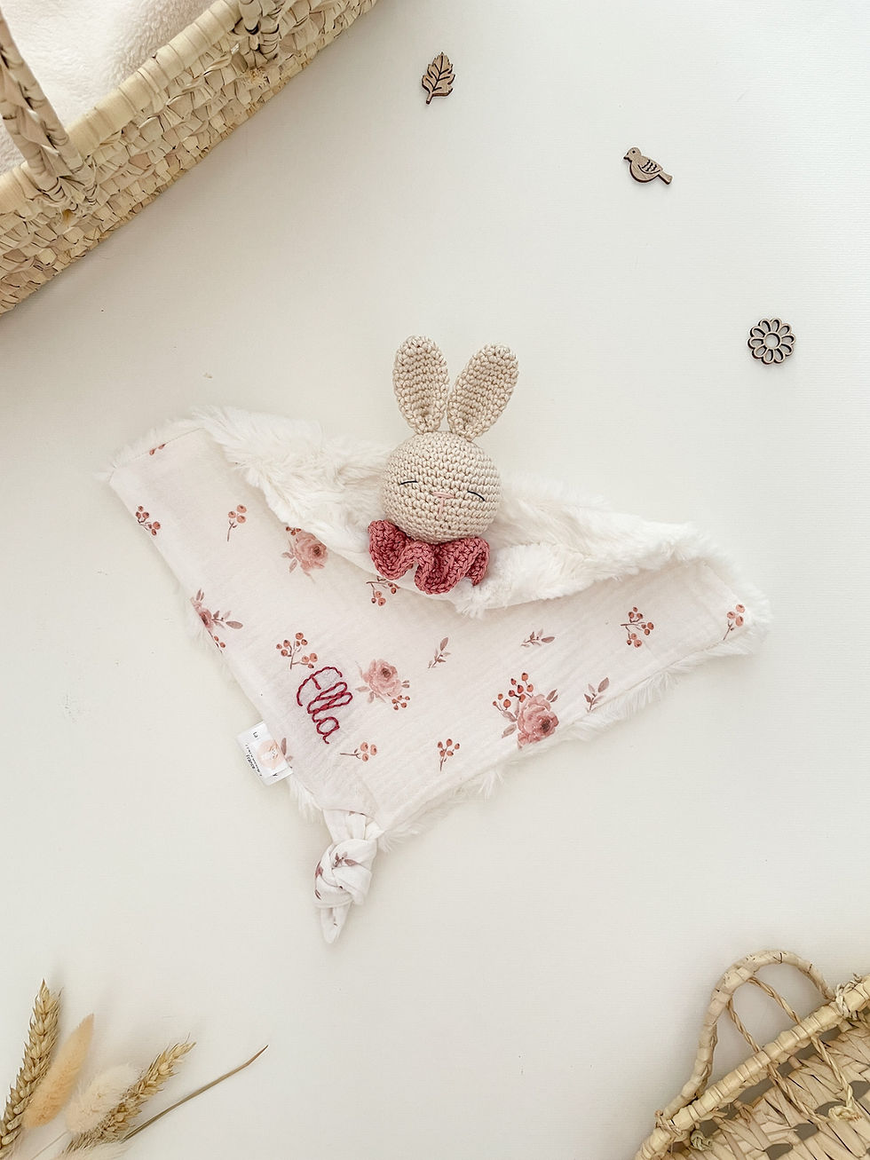 Miniature : Pablo, mon doudou lange lapin tissu Léna