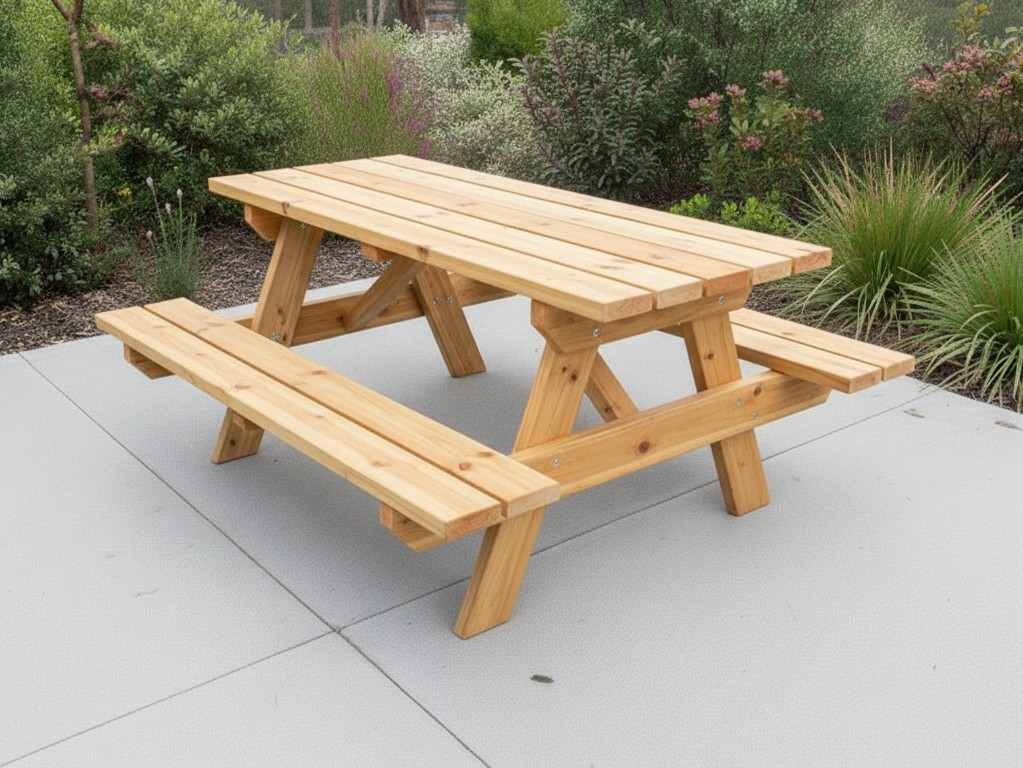 The Original Heavy Duty Picnic Table in Raw structural timber. Built for Melbourne outdoor dining.