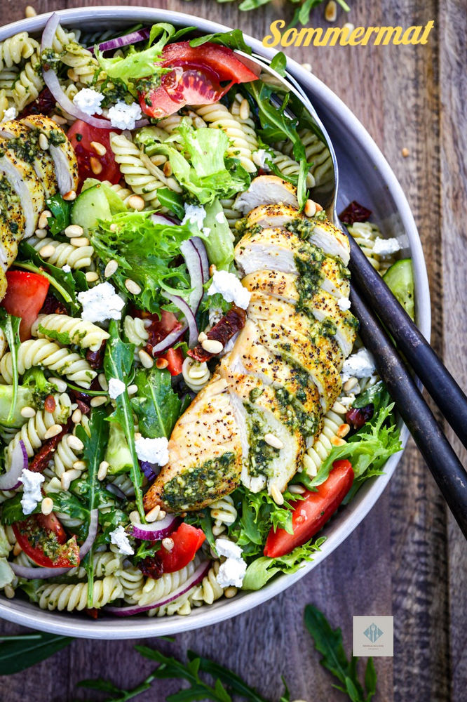 Pasta salat med kylling (airfryer)