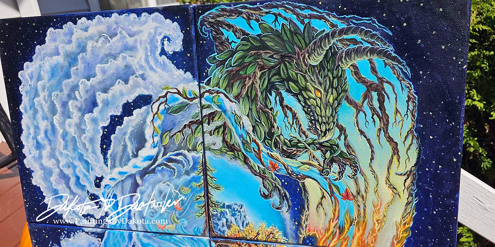 Thumbnail: The Element Dragons - Original Oil Painting by Dakota Daetwiler