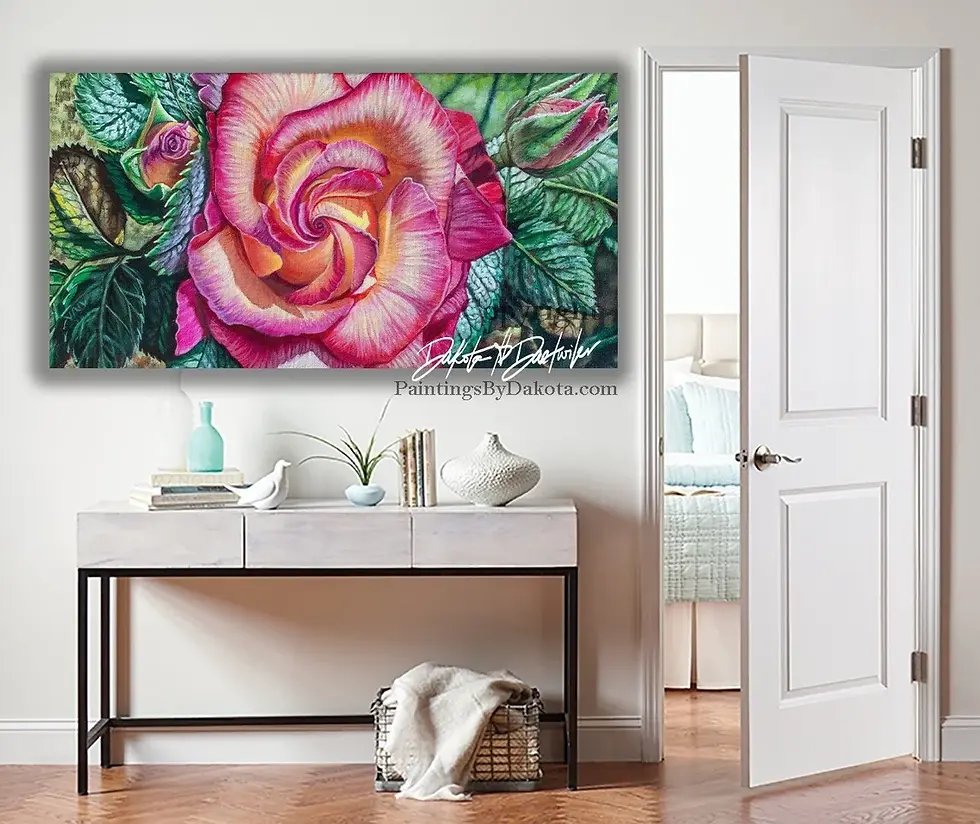 Thumbnail: Rose Buds - Print of Painting by Dakota Daetwiler