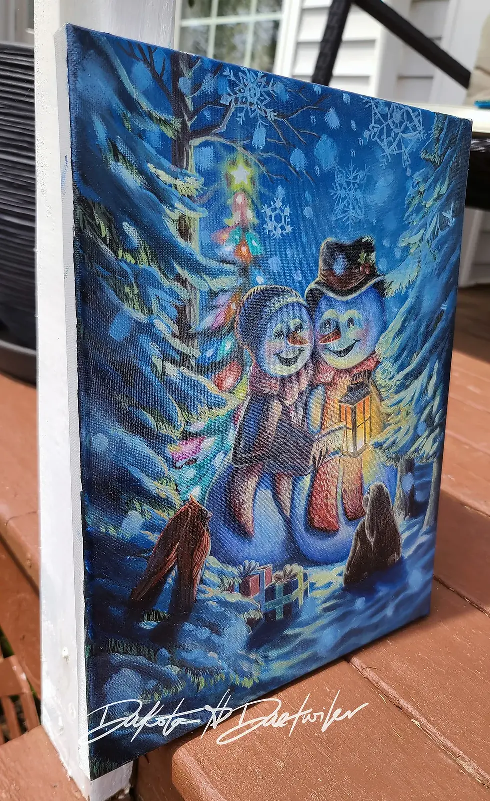 Thumbnail: Singing Snowmen - Original Oil Painting by Dakota Daetwiler